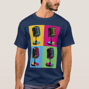 Camiseta Arte Pop De Música De Micrófono - Micrófonos Para 