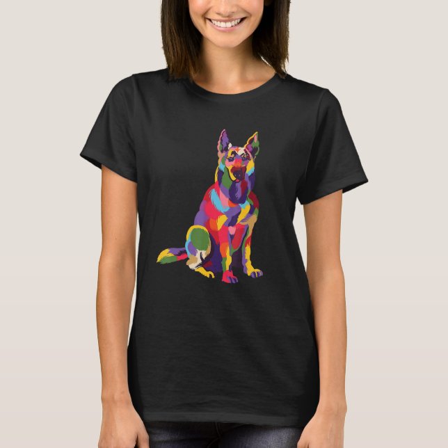 Camiseta Arte Pop De Pastor Alemán Para Dueños De Perros Y  (Anverso)