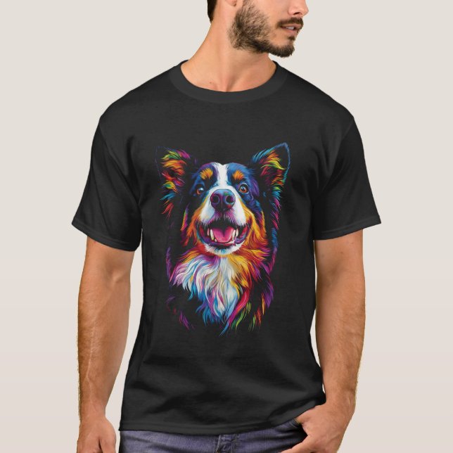 Camiseta Arte Pop de Perro Border Collie (Anverso)