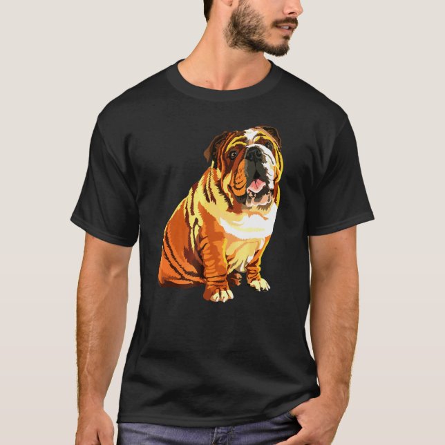 Camiseta Arte pop de perro de Bulldog inglés (Anverso)