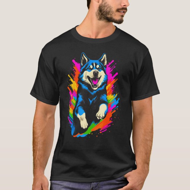 Camiseta Arte pop de perros Husky Siberiano (Anverso)