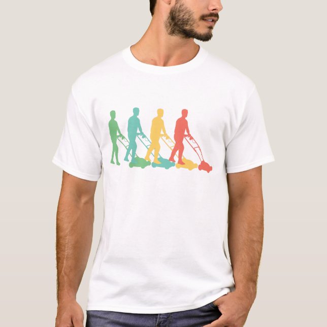 Camiseta Arte pop de siega del césped retro (Anverso)