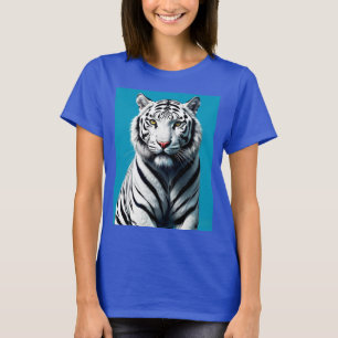 Camiseta Arte pop del tigre blanco - Gato salvaje fuerte y 