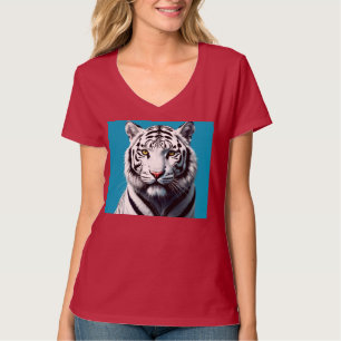 Camiseta Arte pop del tigre blanco - Gato salvaje fuerte y 