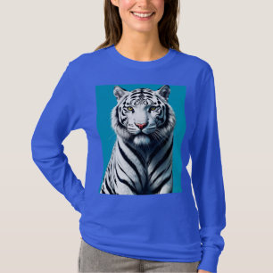 Camiseta Arte pop del tigre blanco - Gato salvaje fuerte y