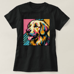 Camiseta Arte Pop Divertido Perro Retriever Dorado Colorido