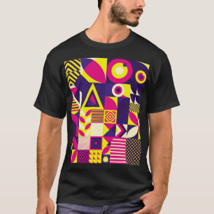 Camiseta Arte pop, formas geométricas coloridas.