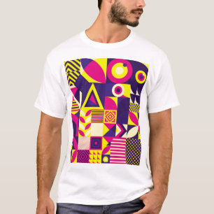 Camiseta Arte pop, formas geométricas coloridas.