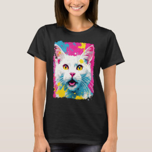 Camiseta Arte Pop Gato Blanco