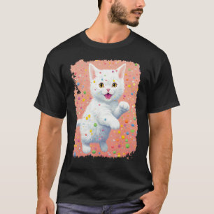 Camiseta Arte Pop Gato Blanco Divertido