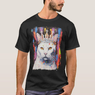 Camiseta Arte Pop Gato Blanco Rey Reina