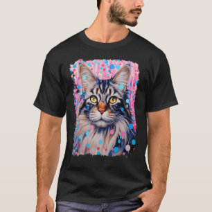Camiseta Arte Pop Gato Maine Coon Lindo