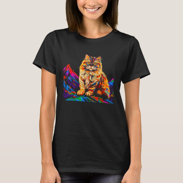 Camiseta Arte Pop Gato Persa (Anverso)
