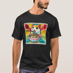 Camiseta Arte Pop Japonés Fideo Sello Postal Hamster Lindo