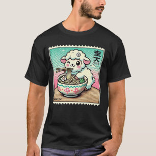 Camiseta Arte Pop Japonés Sello Postal Cordero Oveja Carner