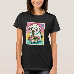 Camiseta Arte Pop Japonés Sello Postal Cordero Oveja Cute