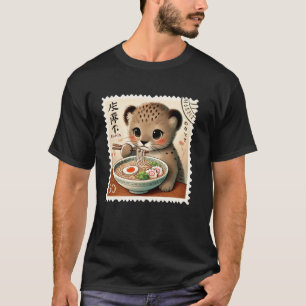 Camiseta Arte Pop Japonés Sello Postal Fideos Guepardo Rame