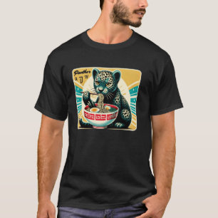 Camiseta Arte Pop Japonés Sello Postal Fideos Pantera Ramen