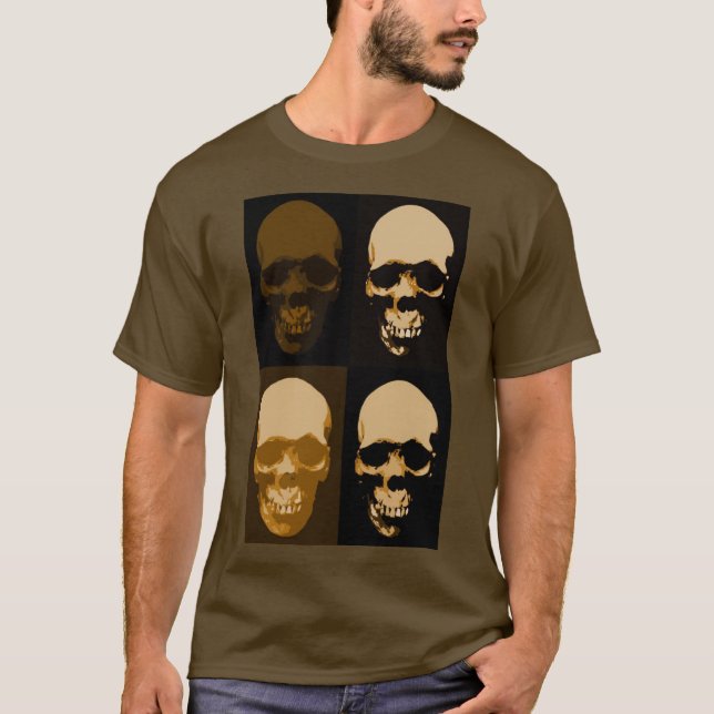 Camiseta Arte pop marrón retro estilo cráneo (Anverso)