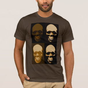 Camiseta Arte pop marrón retro estilo cráneo