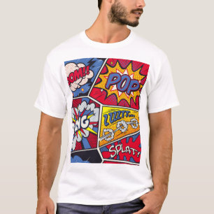 Camiseta Arte pop retro, patrón de gritos de historietas.