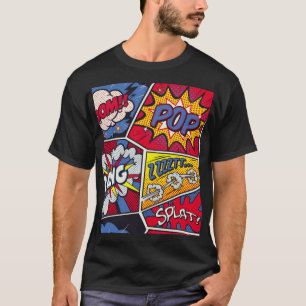 Camiseta Arte pop retro, patrón de gritos de historietas.