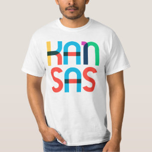 Camiseta Arte Pop Retro Vintage Kansas Colores Primarios 80