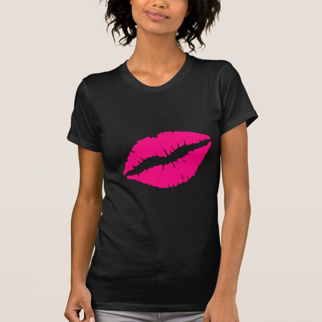 Camiseta Arte pop rosado del beso del lápiz labial (Anverso)