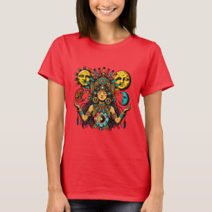 Camiseta Arte popular azteca indio woMan princesa luna de s