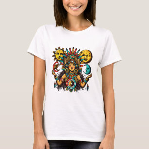Camiseta Arte popular azteca indio woMan princesa luna de s