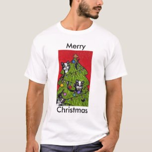 Camiseta Arte Popular Cats Árbol de Navidad