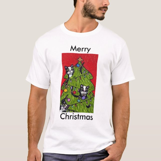 Camiseta Arte Popular Cats Árbol de Navidad (Anverso)