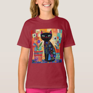 Camiseta Arte popular de gato negro