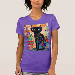 Camiseta Arte popular de gato negro