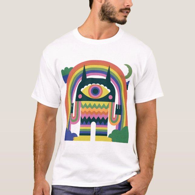 Camiseta Arte popular del monstruo de un ojo Arcoíris (Anverso)