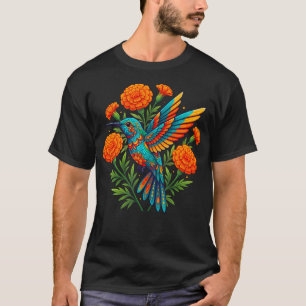 Camiseta Arte Popular Mexicano Colibrí Flor Amante de las A