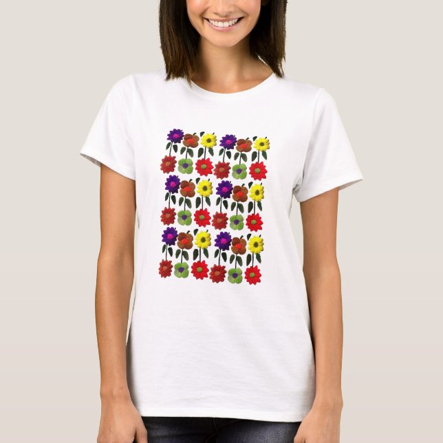 Camiseta Arte popular mexicano, flores bordadas (Anverso)