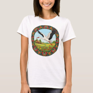 Camiseta Arte Popular Polaco Cigüeña Wycinanki