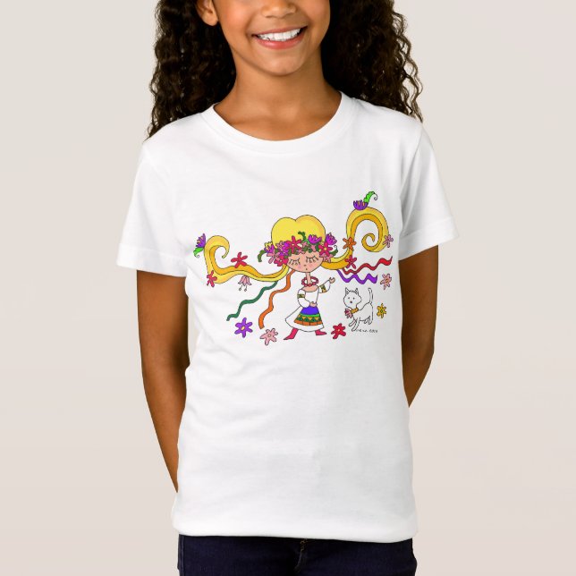 Camiseta Arte popular ucraniano de la niña (Anverso)