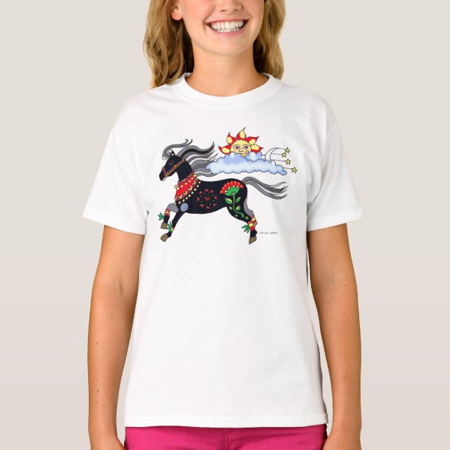 Camiseta Arte popular ucraniano Sky Pony de Vera Trembach (Anverso)
