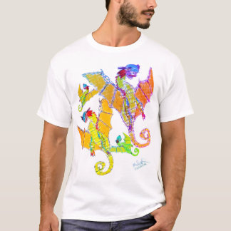 Camiseta Arte por Micheal Raglan Dragon Shirt white