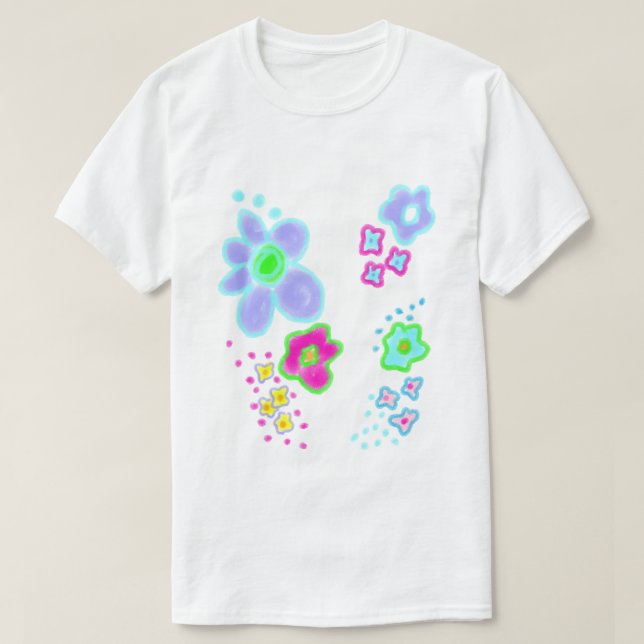 Camiseta Arte portable de flores abstractas funky (Diseño del anverso)