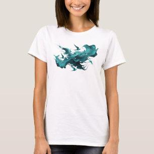 Camiseta Arte portátil abstracto de pájaros azules impresio