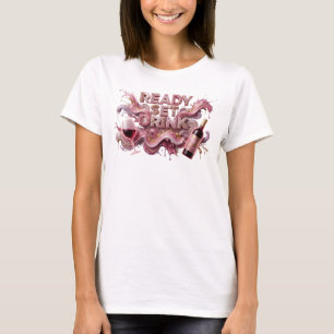 Camiseta Arte portátil READY SET DRINK Rosa Vibrante