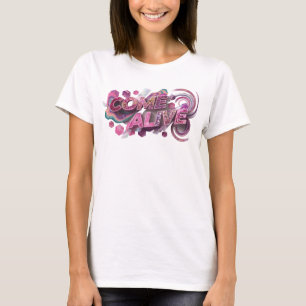 Camiseta Arte portátil rosa moderno COME ALIVE