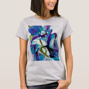 Camiseta Arte púrpura de la acuarela de la flor de la