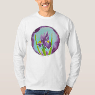 Camiseta Arte púrpura del batik de la flor del iris