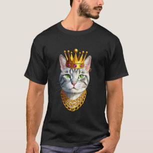 Camiseta Arte Real Gangster de Gato Corona Dorada Rey