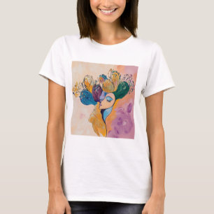 Camiseta Arte Resumen, Pintura Floral, Diseño Moderno,