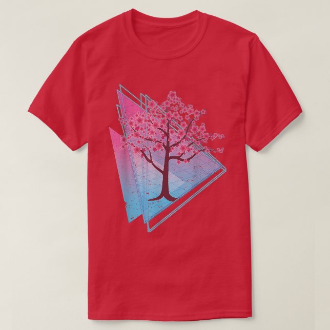 Camiseta Arte Retro 90 Sakura Japón Flor Vaporwave Cherry (Diseño del anverso)